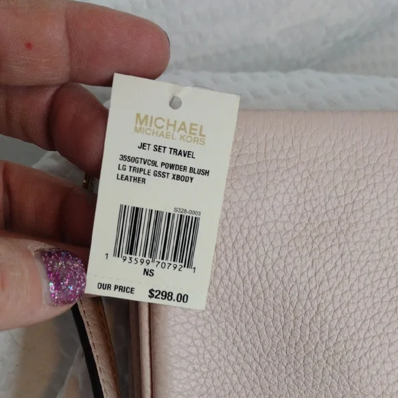 Michael Kors Powder Blush Large Triple Gussett Crossbody Bag Genuine Leather - Picture 5 of 11